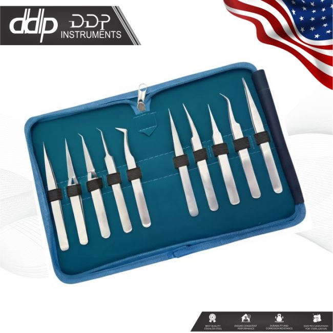 10 Pcs Set of Watch Maker , Jeweler Forceps Tweezers with Fine Point