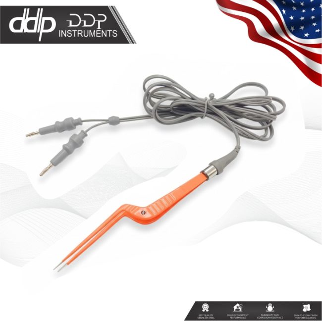 Non-Stick Bipolar Forceps Us Connector 2 pin, 18cm Working Tip 1mm With Cable