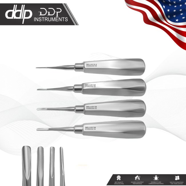 Dental Luxating Root Tip Elevators Set – Straight, Octagonal Handle