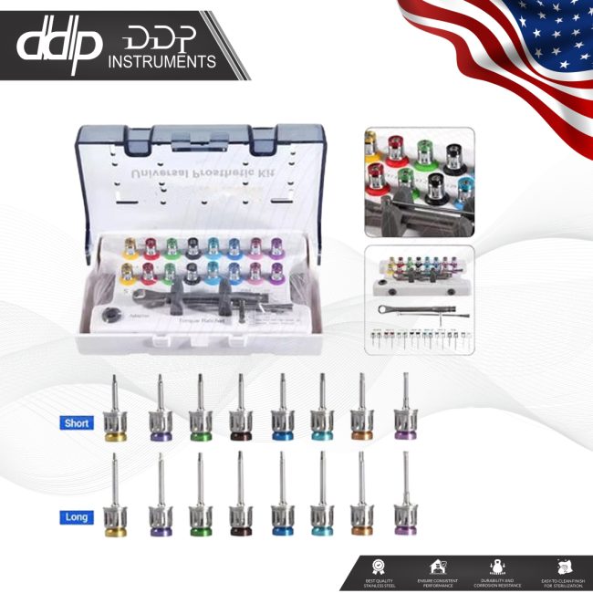 Dental Universal Implant Prosthetic Kit Torque Wrench Screw Drivers Remover+ Box