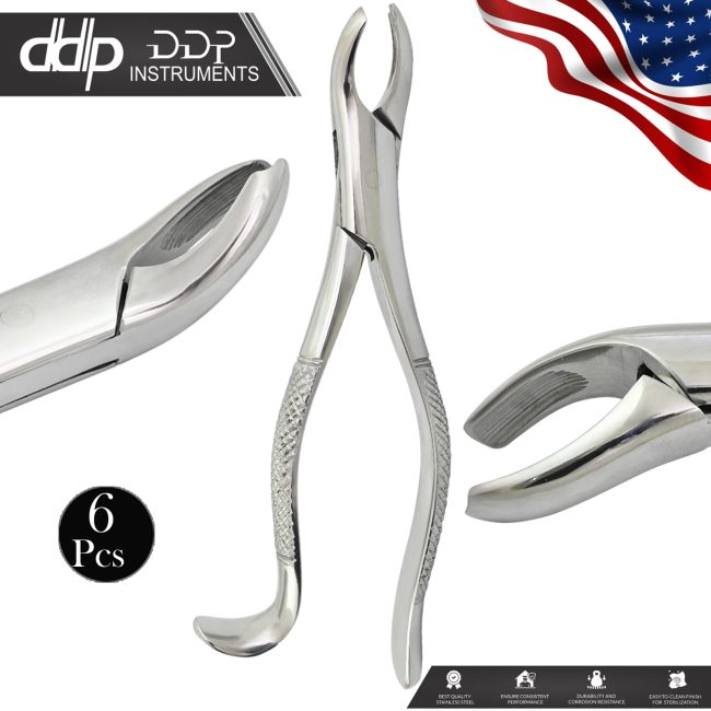 6 Dental Extracting Forceps 18L for Upper 1st & 2nd Molars