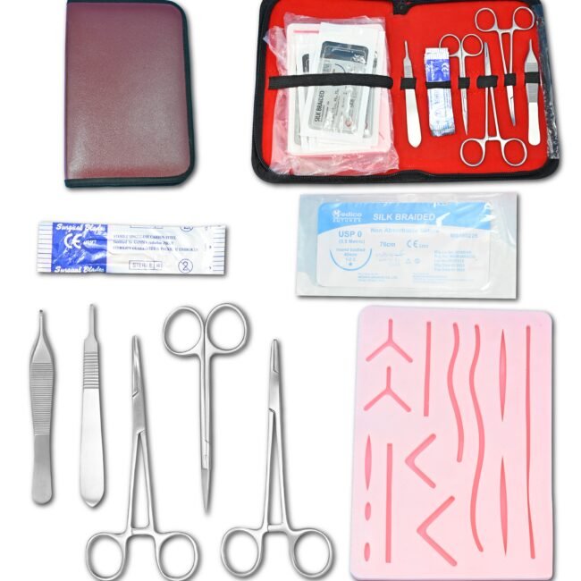 19-Piece Suture Practice Kit for Medical Students – Large Silicone Pad, Pre-Cut Wounds & Mixed Threads