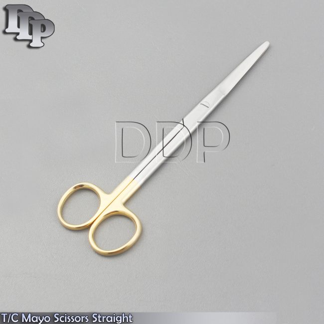 1 T/C MAYO STILLE ROUND BLADE SCISSORS 6" STRAIGHT W/ TUNGSTEN CARBIDE INSERTS