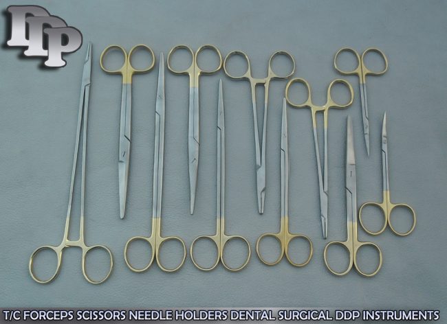 10 T/C FORCEPS SCISSORS NEEDLE HOLDERS DENTAL SURGICAL DDP INSTRUMENTS
