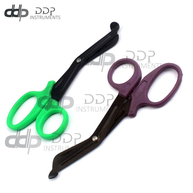 2 (Green Purple) Fluoride Black Coated Trauma Paramedic EMT Shears Scissors 5.5"