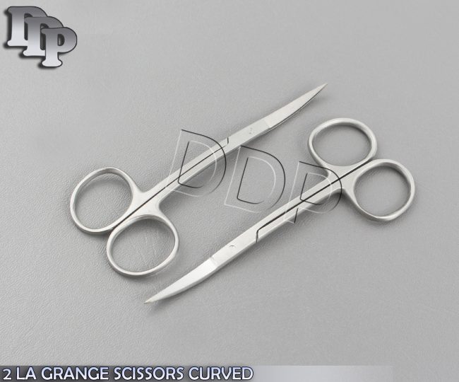 2 LA GRANGE SCISSORS CURVED 4.5" SURGICAL DENTAL INSTRUMENTS