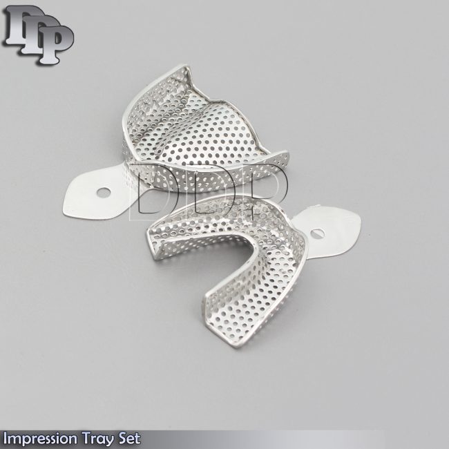 2 Pcs Impression Medium Tray Set Upper & Lower Dental Perforated New Instruments