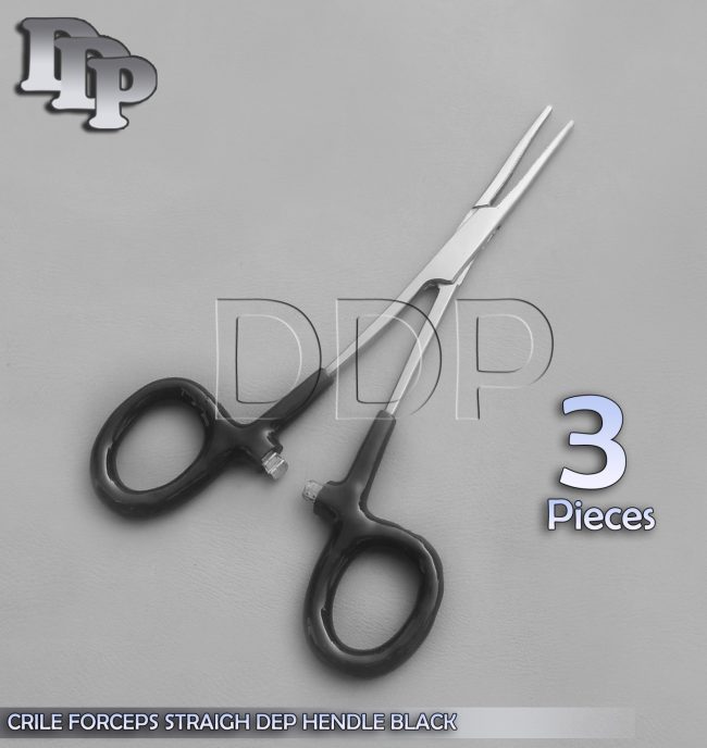3 Hemostats Crile Forceps Surgical Instruments, Black Dep Handle 5.50" Straight
