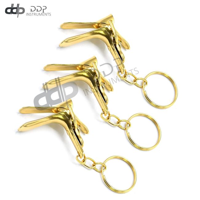 3 Pcs Key Chain Speculum Gold Promo Key Ring Surgical Medical Instruments
