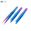 3 Slant & Pointed Tweezers Set Eyebrow Facial & Nose Hair (Sky Blue& Pink) Color