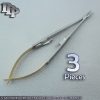 3 T/C CASTROVIEJO NEEDLE HOLDER 5.5"+7"+9" STRAIGHT W/ TUNGSTEN CARBIDE INSERTS
