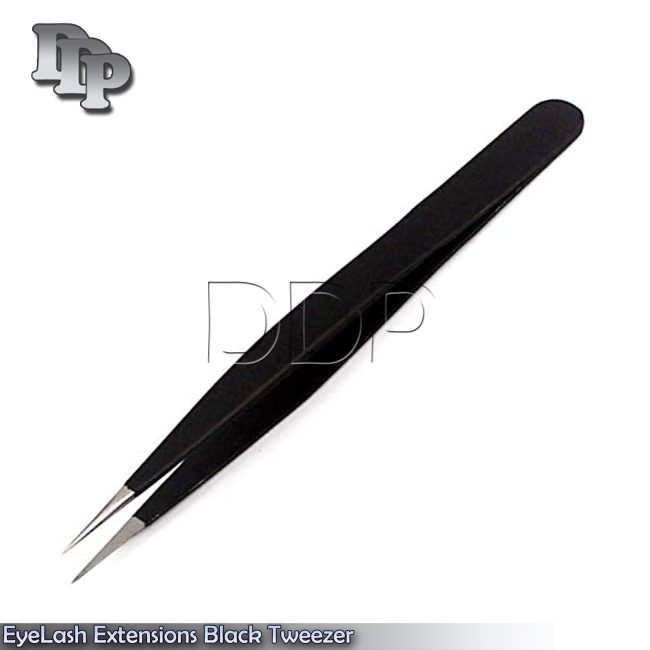 3.5" Eyebrow Tweezers Professional Quality Black Color Pointed Tips Brand New