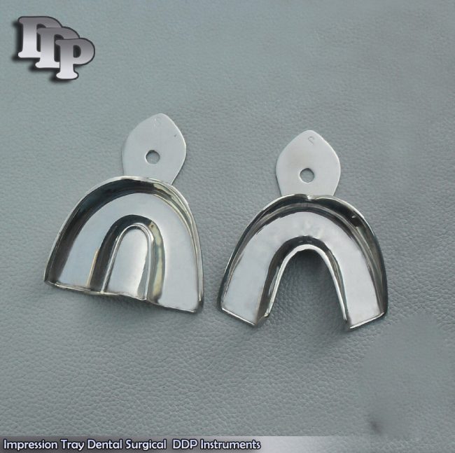 4 Dental Impression Trays set Solid Denture Instruments