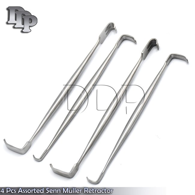 4 PCS ASSORTED SENN MULLER RETRACTOR & DAVIS RETRACTORS+RAGNELL RETRACTOR 6''