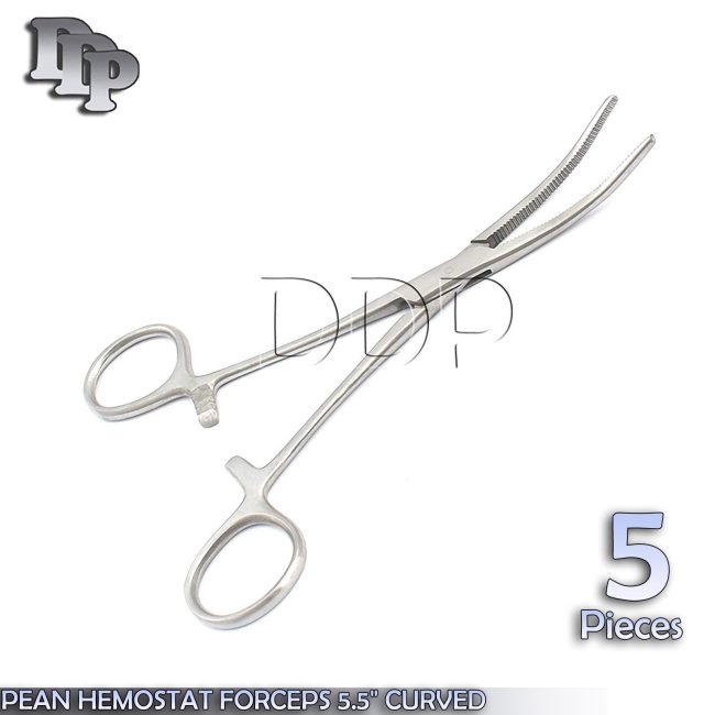5 Pcs Artery Haemostatic Pean Curved Locking Forceps Surgical Hemostat Pliers