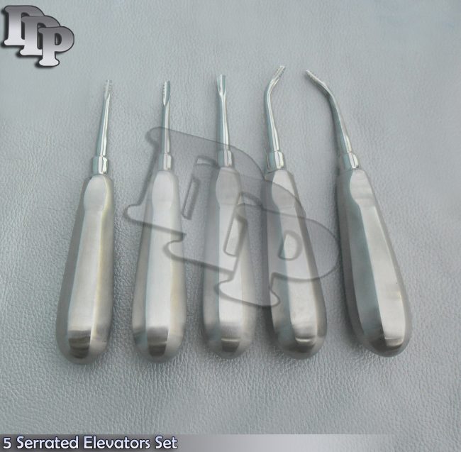 5 Serrated Elevators Set Dental Extraction Instruments
