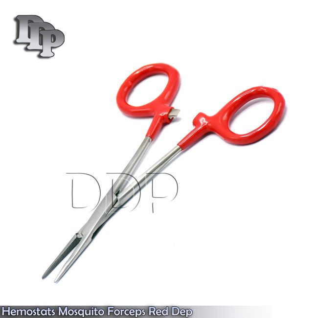 6 Hemostats Mosquito Forceps Surgical Instruments, Red Dep Handle 5" Straight