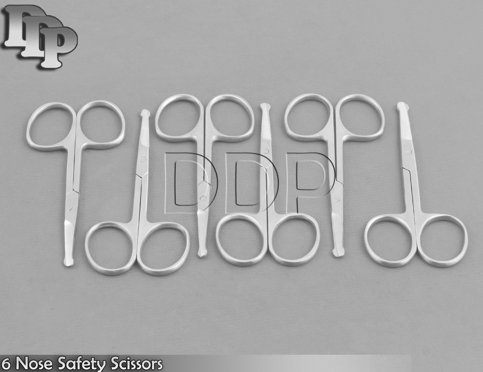 6 PIECES 3.5" SCISSORS - Straight MUSTACHE + NOSE HAIR W/Safety