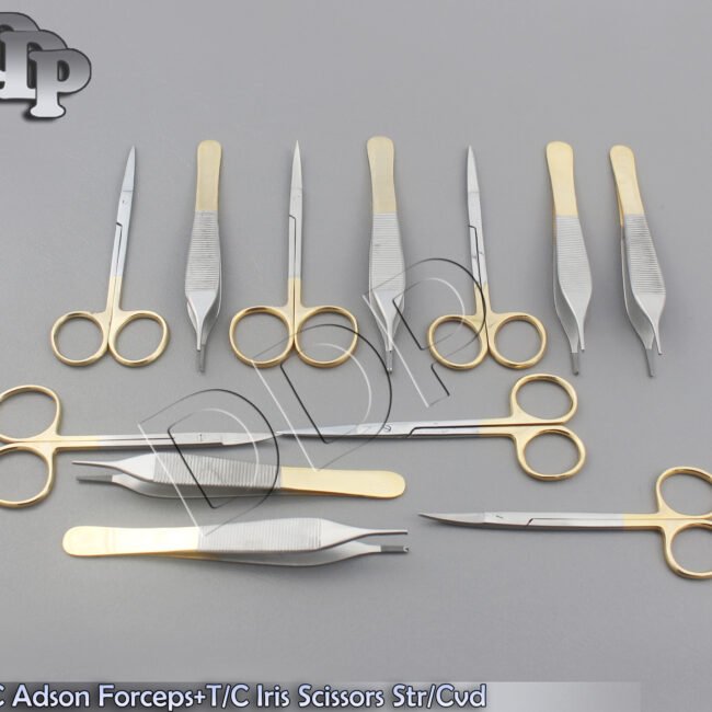 6 T/C ADSON TISSUE & DRESSING FORCEPS + 6 T/C IRIS SCISSORS STRAIGHT+CURVED