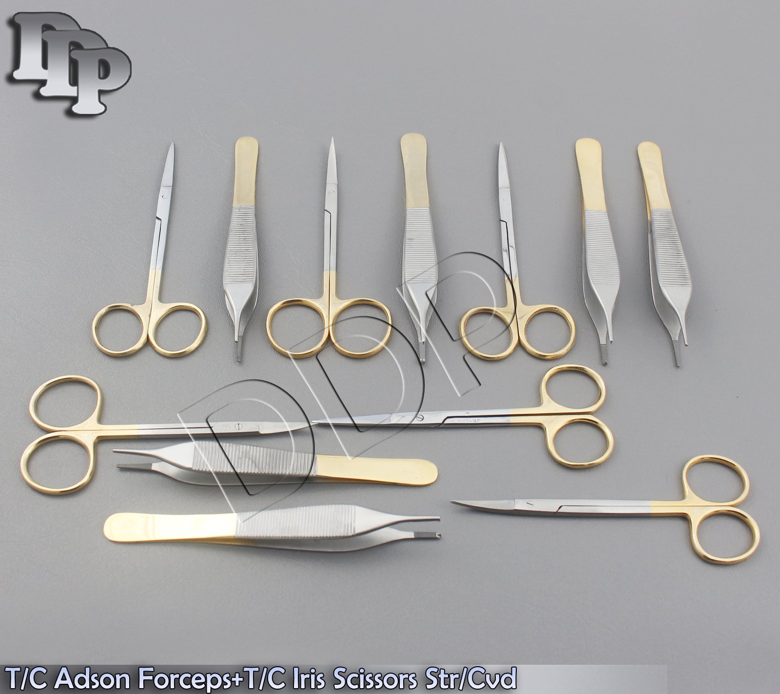 6 T/C ADSON TISSUE & DRESSING FORCEPS + 6 T/C IRIS SCISSORS STRAIGHT+CURVED