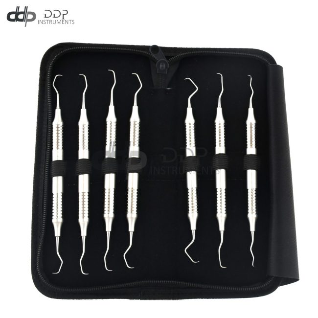 7 Pcs Dental Periodontal Gracey Curettes 1/2 to 13/14 Hollow Handle Kit DN-2303