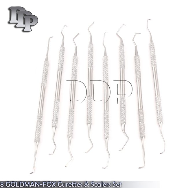8 GOLDMAN-FOX Curettes & Scalers Set Dental Instruments PR-0094