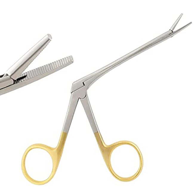 ALLIGATOR MICRO EAR FORCEPS 3.5" SERRATED WITH GOLD HANDLE