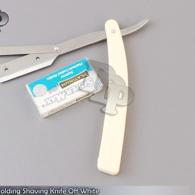 Barber Edge Steel Razors Folding Shaving Knife With 5 Blades Off White B-804