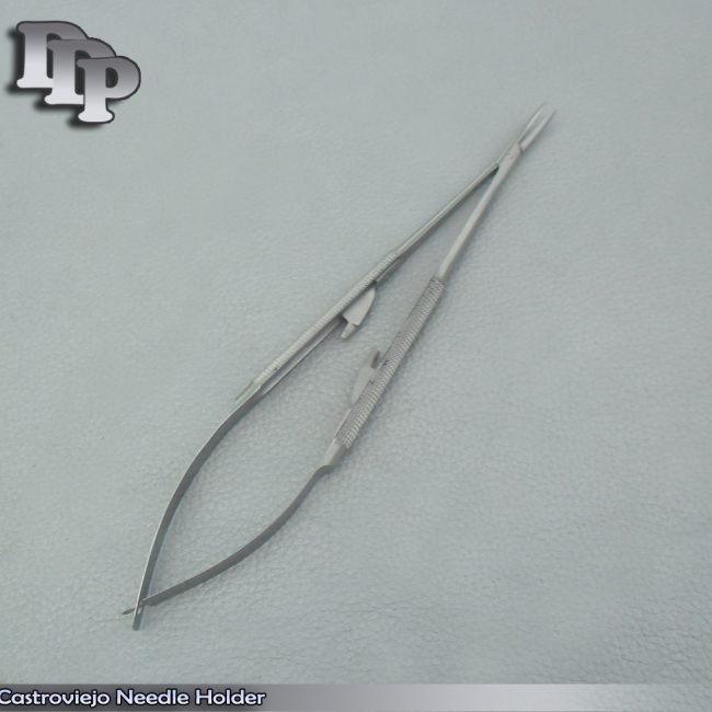 Castroviejo Needle Holder Surgical Dental Instruments 4.5" Round Curved W/LOCK