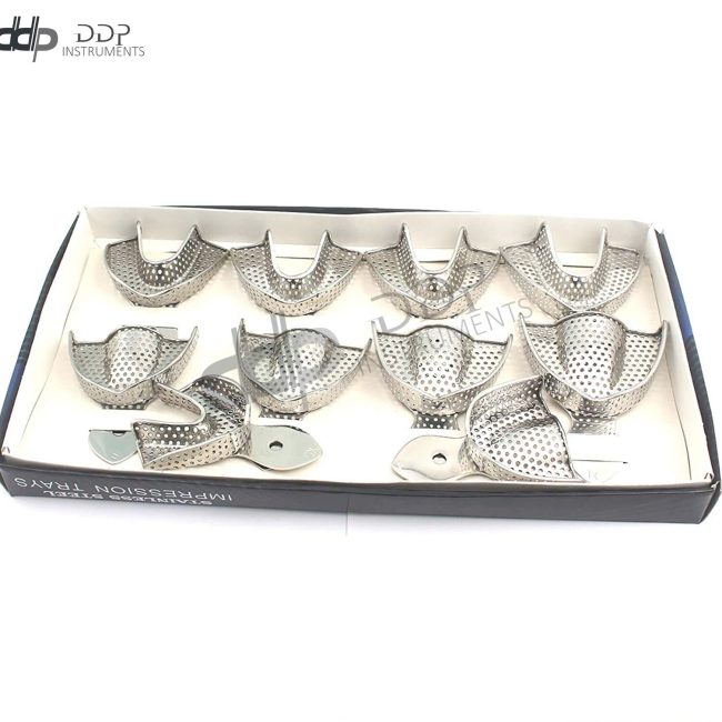GERMAN Dental Stainless Steel Perforated Regular Impression Trays Set of 10