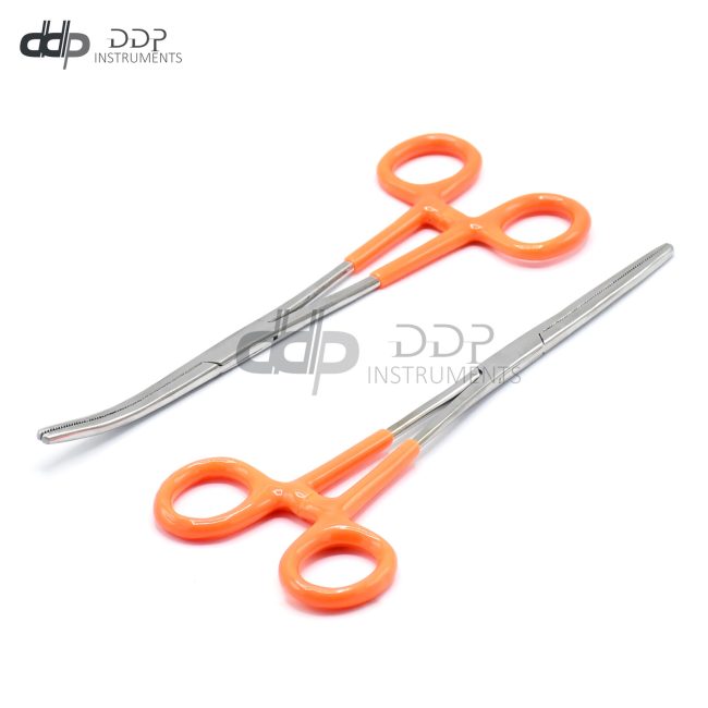 GERMAN STEEL ROCHESTER PEAN HEMOSTAT FORCEPS STR+CVD SERRATED TIP 10"-ORANGE