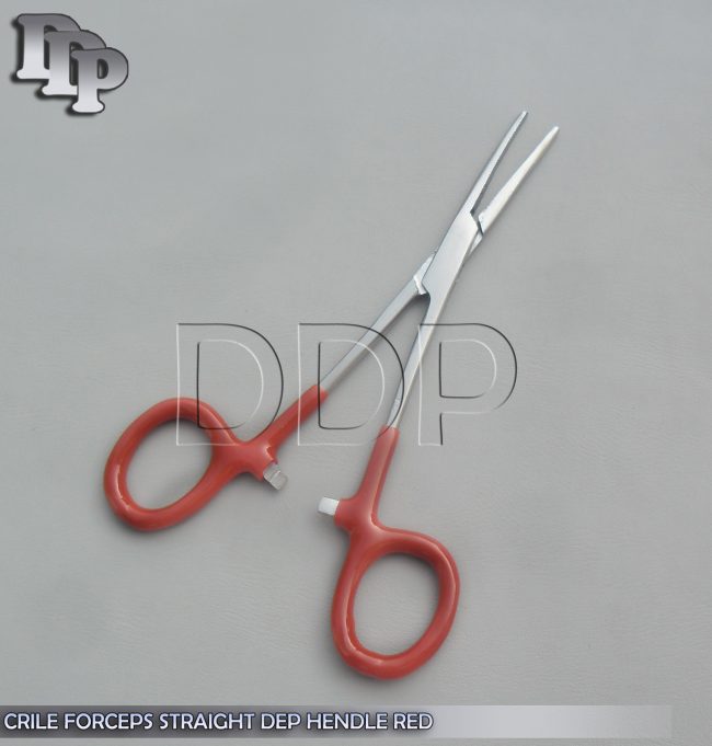 Hemostats Crile Forceps Surgical Instruments, Red Dep Handle 5.50" Straight