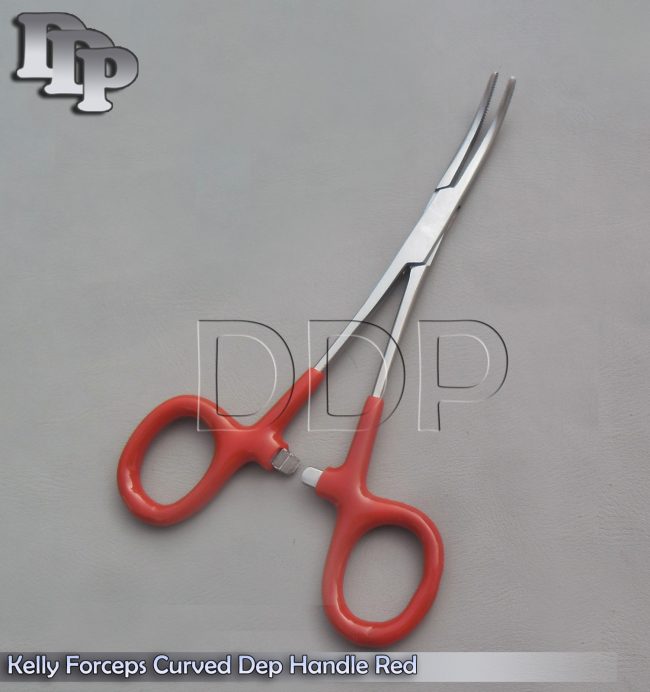 Hemostats Kelly Forceps Surgical Instruments, Red Dep Handle 6.25" Curved