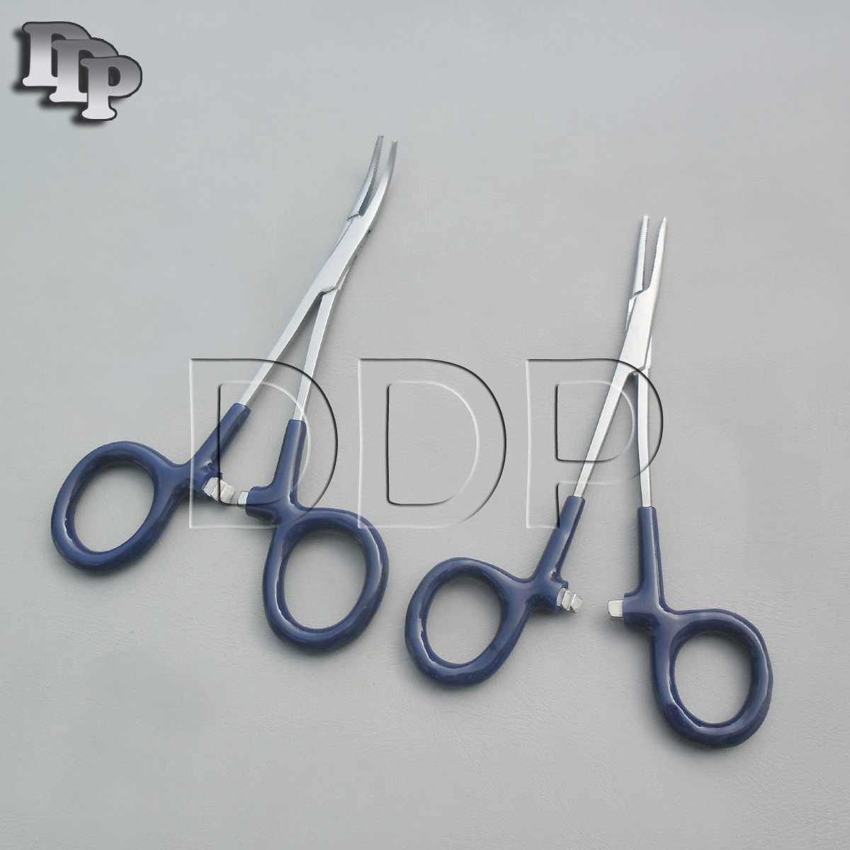 Hemostats Mosquito Forceps Surgical Blue Dep Handle 5" Straight + Curved