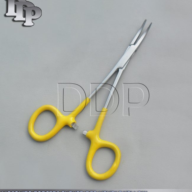 Hemostats Mosquito Forceps Surgical Instruments, Yellow Dep Handle 5" Curved