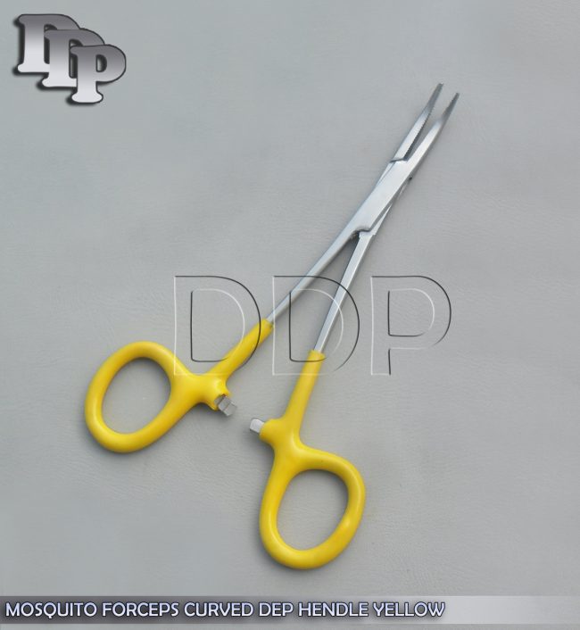 Hemostats Mosquito Forceps Surgical Instruments, Yellow Dep Handle 5" Curved