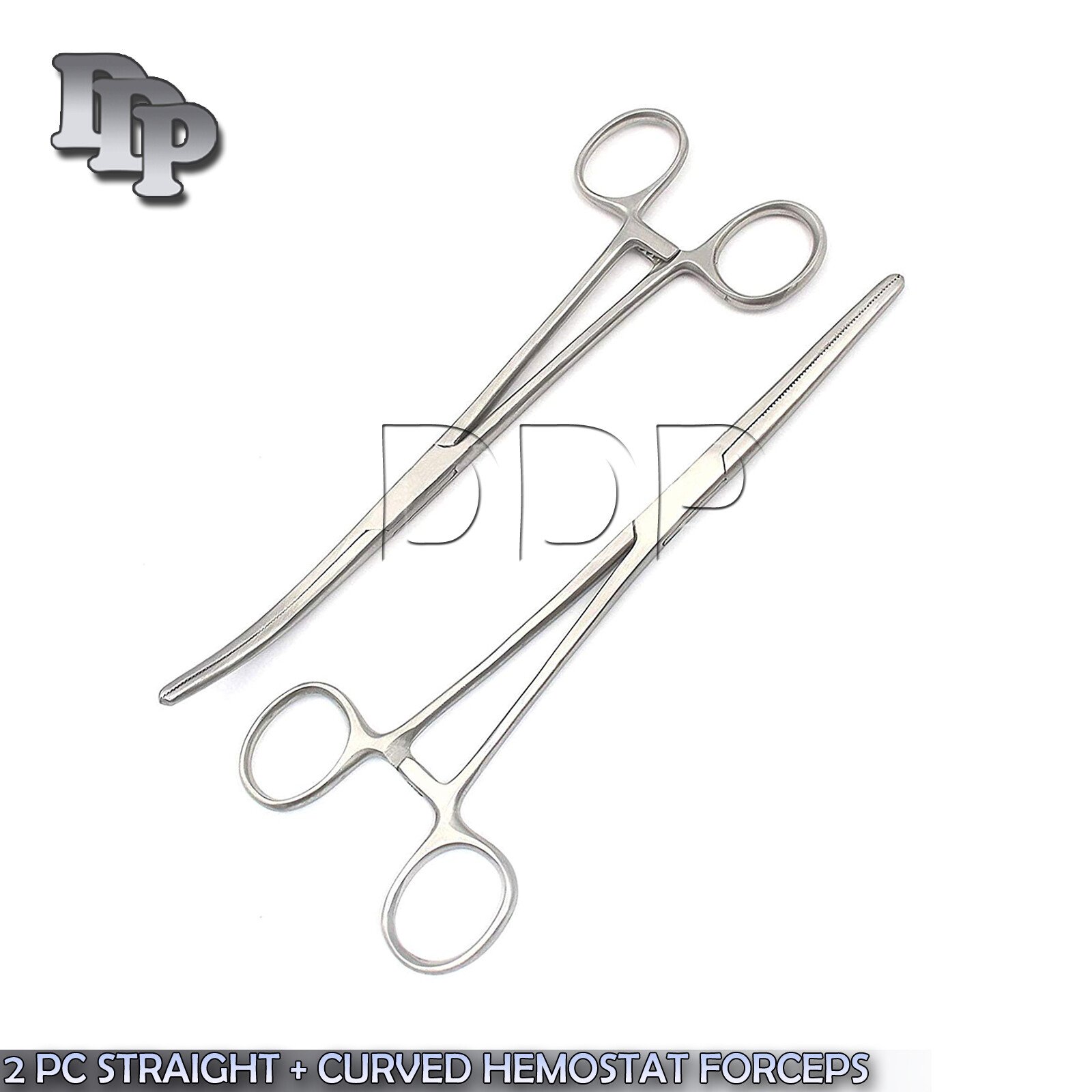 New 2pc Set 14" Straight + Curved Hemostat Forceps Locking Clamps Stainless