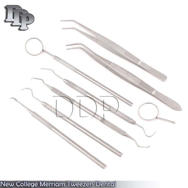 New College Merriam Tweezers Dental Mirrors,Scalers Probes 12pcs Set-PR-0016