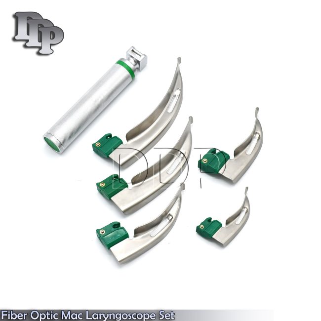 New Fiber Optic Mac Laryngoscope Set (LED Light) White Set of 6 LS-3109