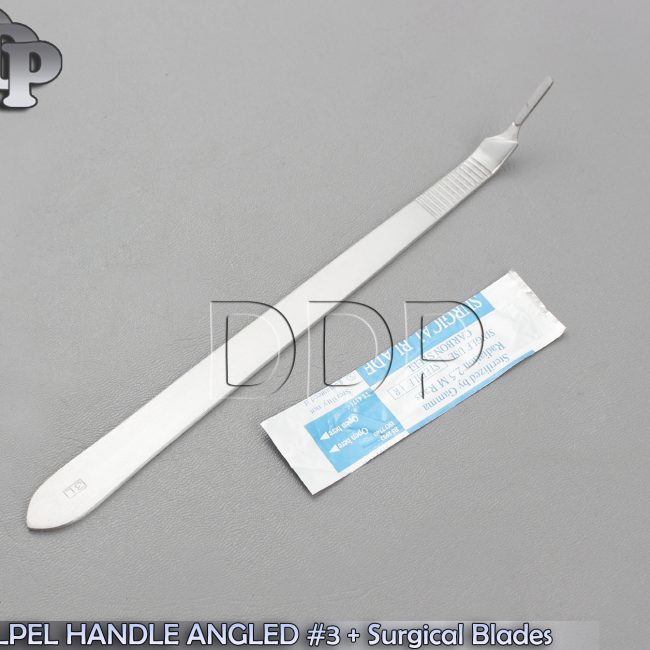 PREMIUM GRADE SCALPEL HANDLE ANGLED #3 LONG + 10 EACH #10 SURGICAL BLADE