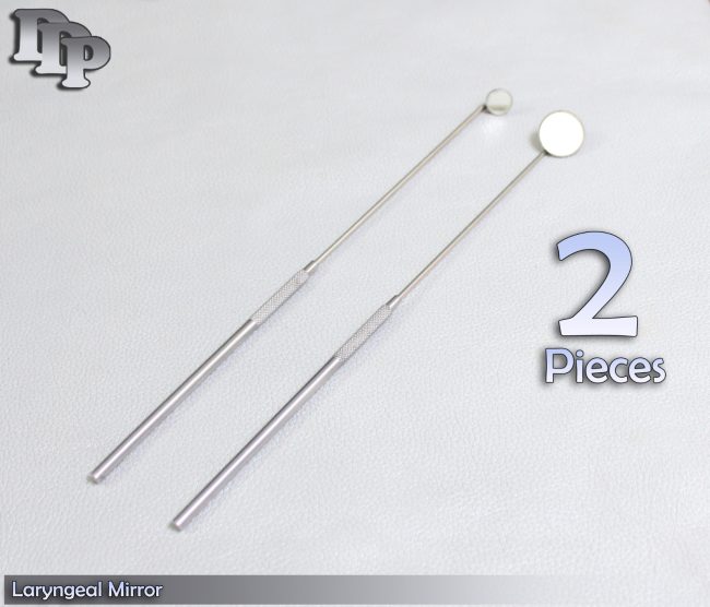 SET OF 2 LARYNGEAL BOILABLE HYGIENE DENTAL MIRRORS WITH HANDLE #2 #5