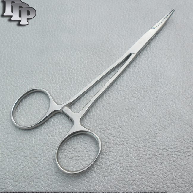 SET OF 3 HIGH QUALITY STAINLESS STEEL HEMOSTAT FORCEPS CURVED SERRATED TIP 5.5"