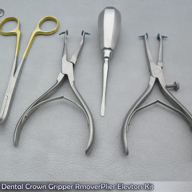 SET OF 4 PCS DENTAL CROWN GRIPPER REMOVER PLIERS ELEVATORS KIT INSTRUMENT DN-500