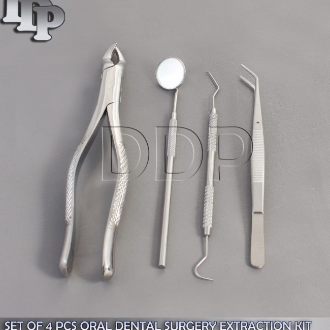 SET OF 4 PCS ORAL DENTAL SURGERY EXTRACTION KIT WITH EXTRACTING FORCEPS #88L