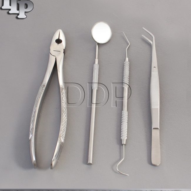 SET OF 4 PCS ORAL DENTAL SURGERY EXTRACTION KIT WITH EXTRACTING FORCEPS #MD1