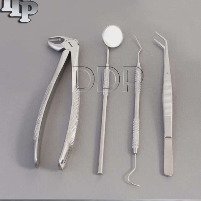 SET OF 4 PCS ORAL DENTAL SURGERY EXTRACTION KIT WITH EXTRACTING FORCEPS #MD3