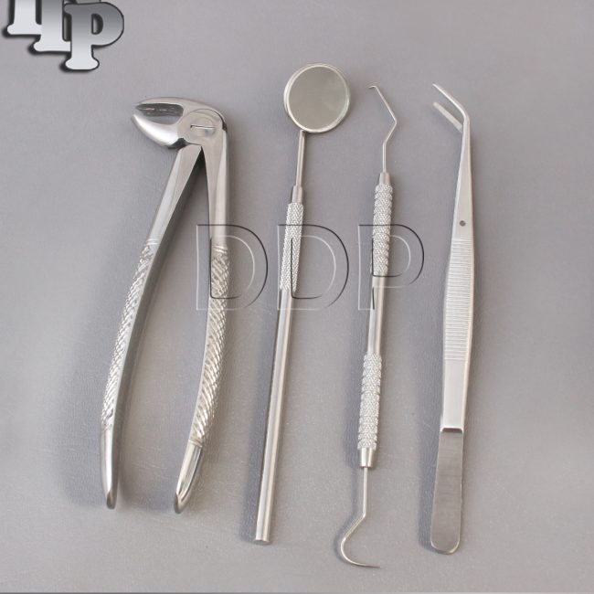 SET OF 4 PCS ORAL DENTAL SURGERY EXTRACTION KIT WITH EXTRACTING FORCEPS #MD4