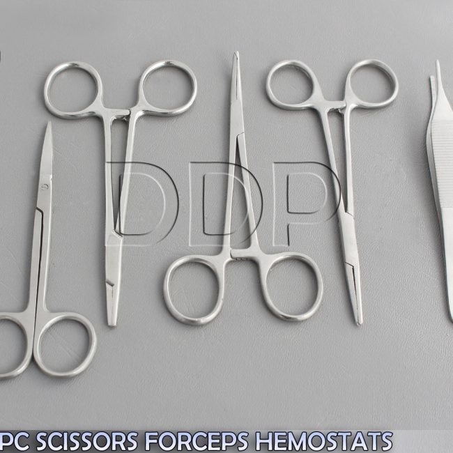 SET OF 5 PC SCISSORS FORCEPS HEMOSTATS NEEDLE HOLDERS SURGICAL INSTRUMENTS KIT