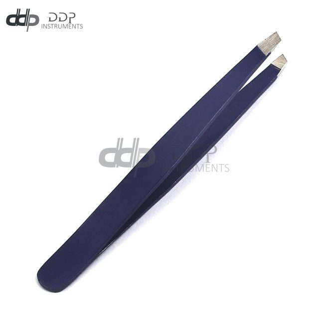Stainless Steel Professional Slant Tweezer (Blue) Hair Remover Beauty Makeup