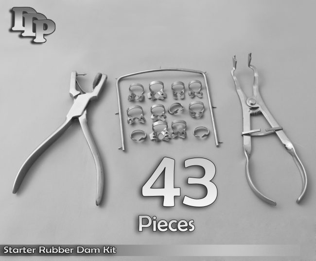 Starter Rubber Dam Kit of 43 Dental Surgical Instruments DN-591